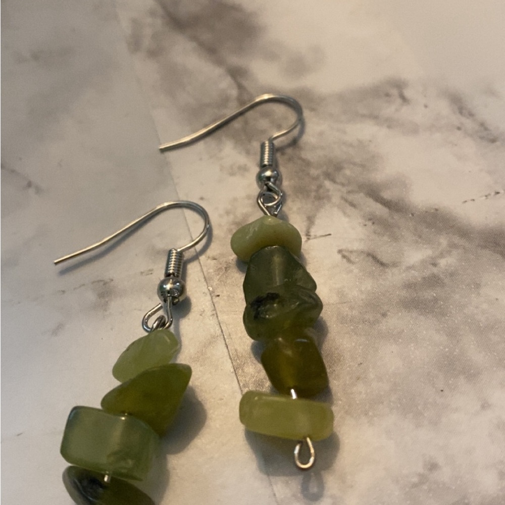 Green Stone Dangle Earrings